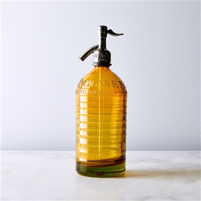 Lourdes Amber  Textured Vintage Seltzer Bottle